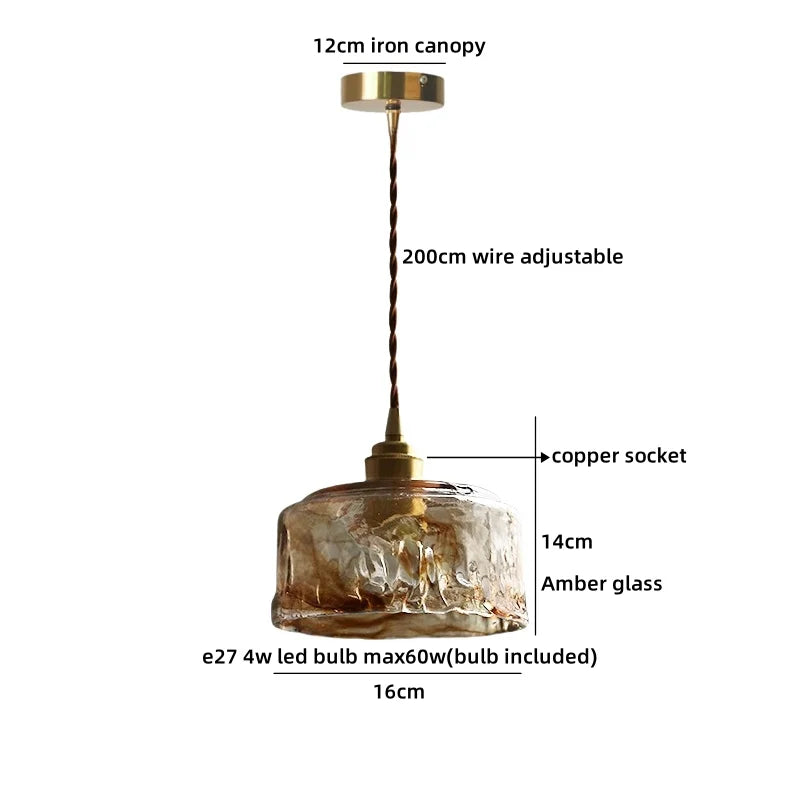 Axyaa Clear Glass Copper Iron LED Pendant Chandelier