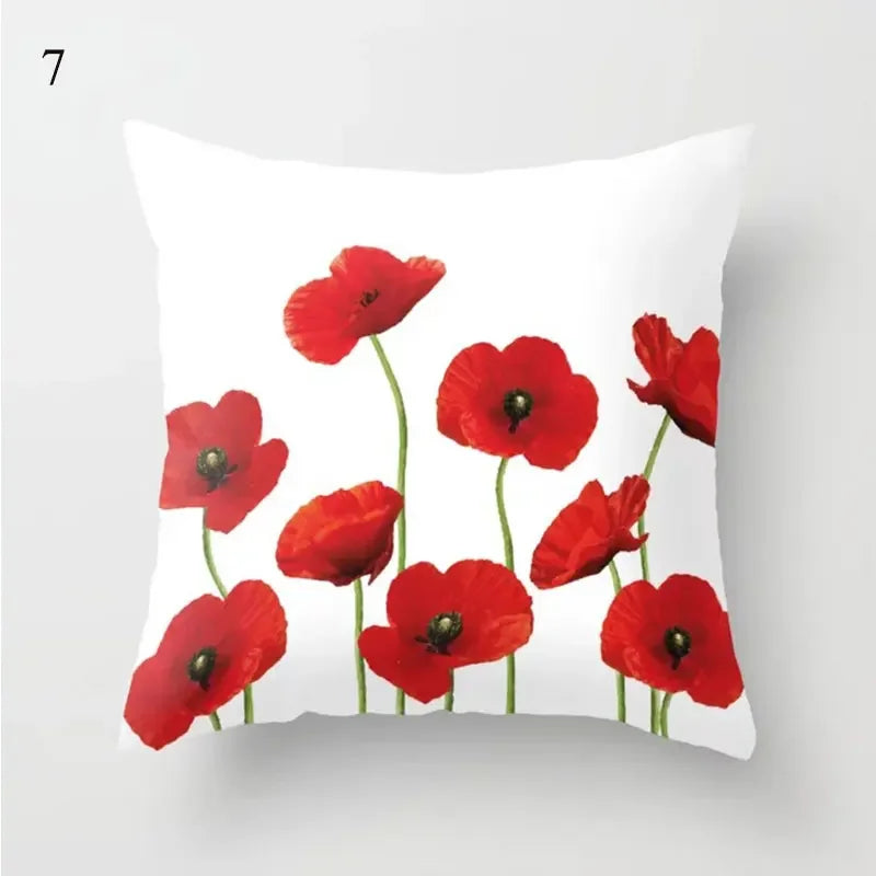 Axyaa Red Geometric Printed Cushion Cover for Fashionable Car Decoration