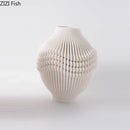 Axyaa Wrinkled Art Ceramic Vase for Flower Arrangements, Hydroponics, and Decor