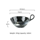 Axyaa Ceramic Marble Fruit Salad Dessert Bowl - Retro Yogurt Large Tableware
