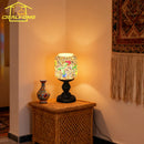 Axyaa Bohemian Tiffany Glass Table Lamp LED E27 for Living Room Bedroom