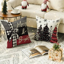 Axyaa Merry Christmas Joy Xmas Trees Red Pillow Covers 45x45CM
