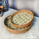 Axyaa Rattan Shell Tray: Handmade Light Luxury Style for Home Organization & Decoration