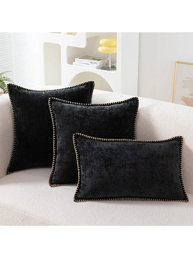 Chenille Throw Pillow Cover 30x50cm Velvet Luxury Cushions for Sofa Bed - Axyaa