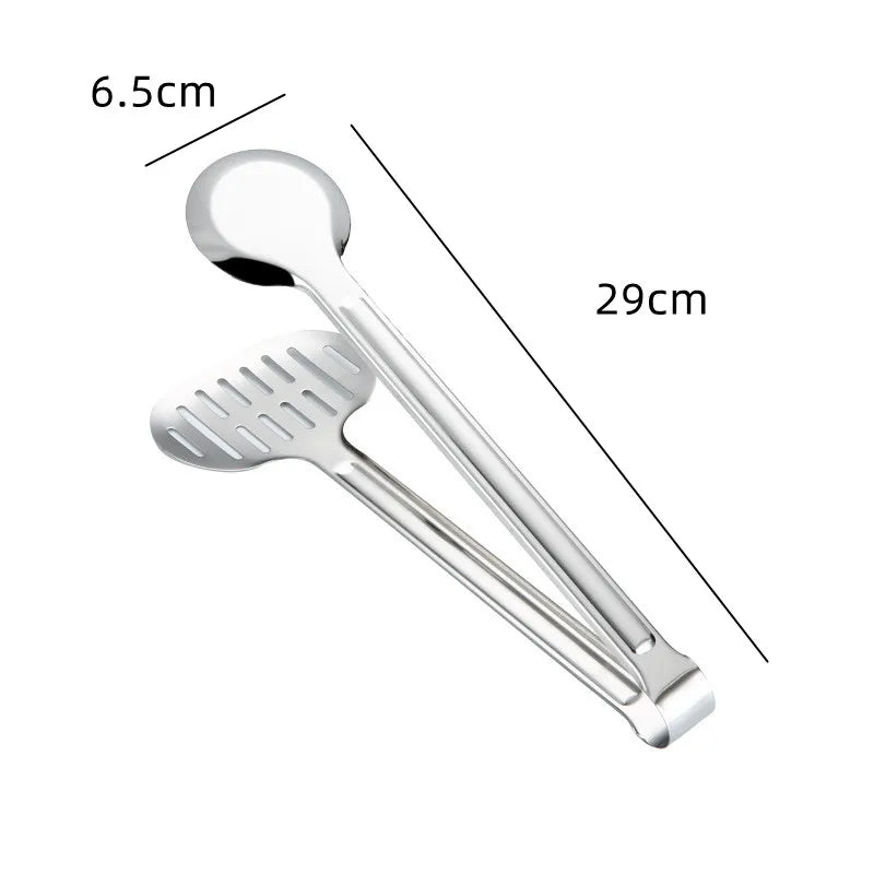 Axyaa Stainless Steel Food Tongs for BBQ Steak Bread & Kitchen Cooking