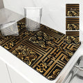Axyaa Non-slip Dish Drying Mat: Heat Resistant, Absorbent, Ethnic Lines Design