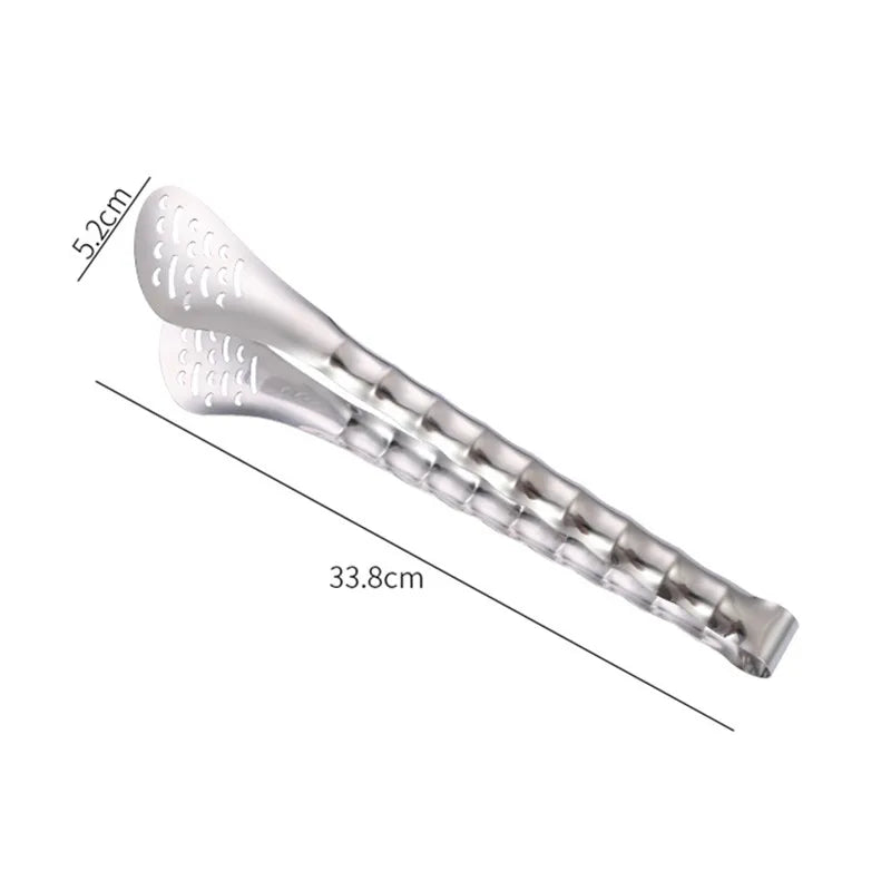 Axyaa Stainless Steel Food Tongs: Multifunctional Hollow Out Grill Clip for Home Kitchen