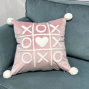 Axyaa Red & White Velvet Embroidered Couple Cushion Cover Set
