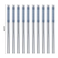 Axyaa Blue & White Porcelain Chopsticks Set - Non-slip Stainless Steel, Round, 10 Pairs
