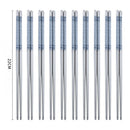 Axyaa Blue & White Porcelain Chopsticks Set - Non-slip Stainless Steel, Round, 10 Pairs