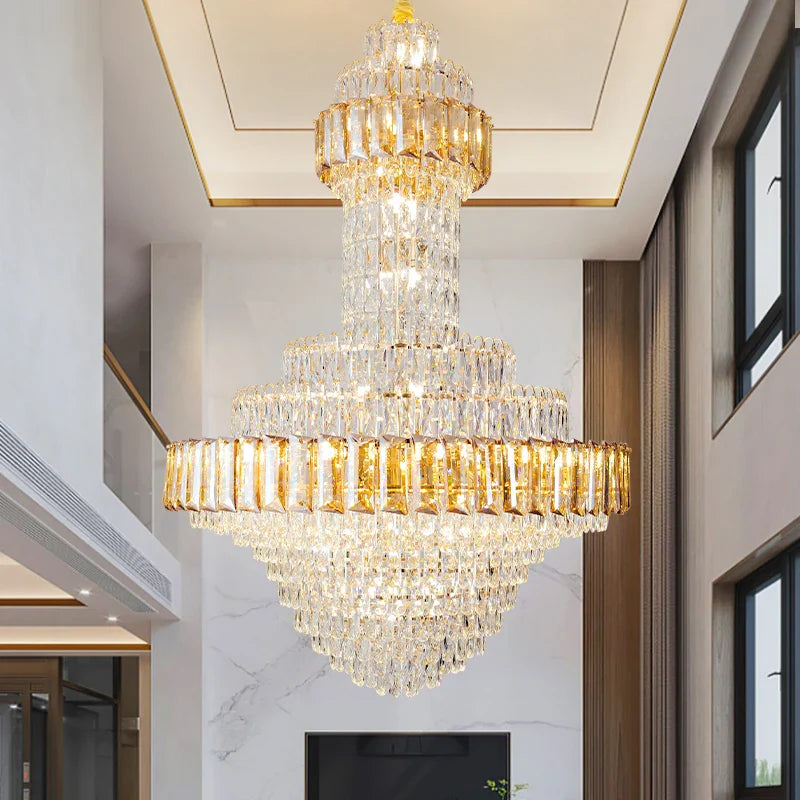 Axyaa Crystal Chandelier Loft Living Room Duplex Loft in Villa Building.