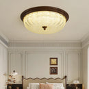 Axyaa Modern Walnut Crystal LED Ceiling Chandelier for Home Decor Lighting