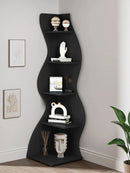 Axyaa 5-Tier Modern Corner Bookshelf in Black