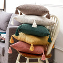 Axyaa Linen Tassel Throw Pillow Covers - Boho Farmhouse Home Decor