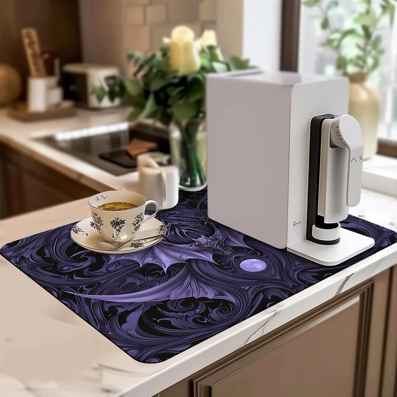 Axyaa Halloween Skull Absorbent Kitchen Drying Mat in Abstract Pattern