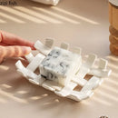 Axya Hand-Woven Ceramic Soap Dish Drain Rack Bathroom Organizer Tray Stand Shelf