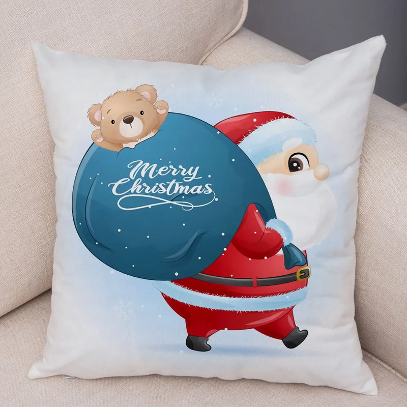 Axyaa Santa Little Penguin Pillowcase 45x45cm Merry Christmas Deer Cushion Cover