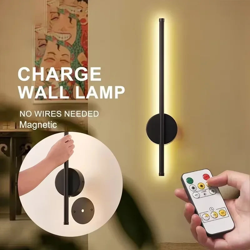 Rechargeable Dimmable Wall Sconce 50-80cm for Living Room and Bedroom - Axyaa LED Wall Decor Lamp