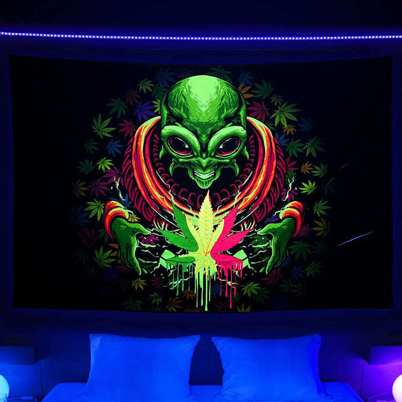 Axyaa Neon Anime Punk Wall Hanging - Vibrant Fluorescent Tapestry for Home Decor