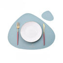 Axyaa Oval Faux Leather Placemat Coaster Sets - Waterproof Non-Slip Nordic Table Pads
