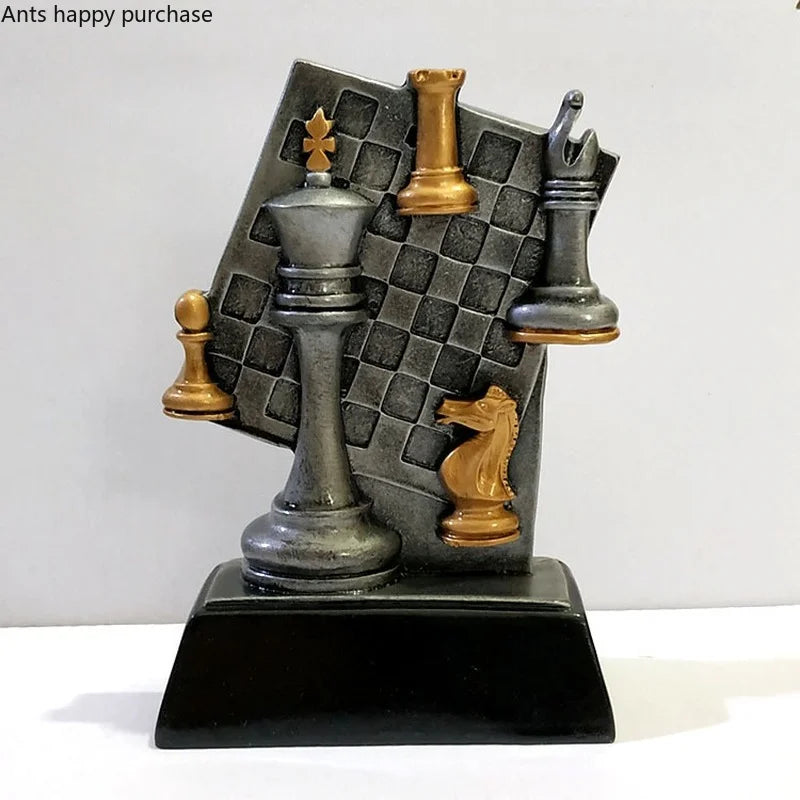 Axya Chess Trophy Resin Ornament Sculpture Home Decor Figurine Statue Display