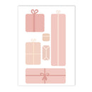 Boho Pink Christmas Tree Snowflake Wall Art Print Set by Axyaa