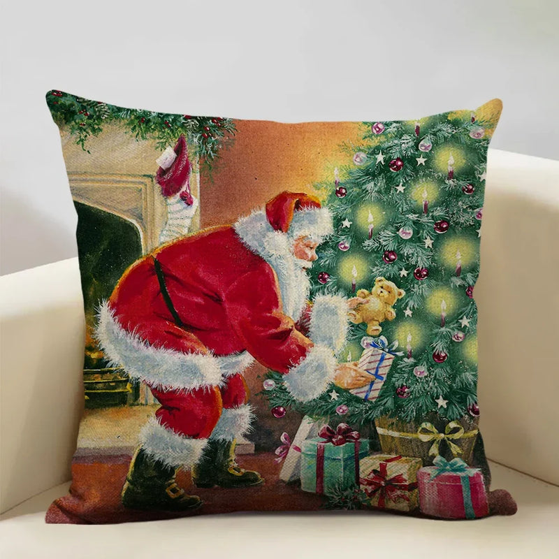 Axyaa Christmas Tree Santa Claus Cushion Cover 45x45cm