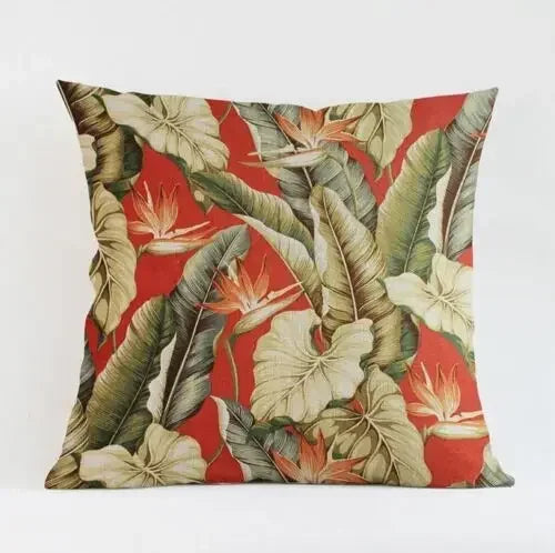 Axyaa Tropical Plant Leaves Cushion Cover for Home Decor