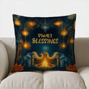 Axyaa Diwali Blessings Elephants Lanterns Pillow Cover