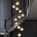 Axyaa Crystal Chandelier Stair Pendant Living Room Lights Interior Lighting