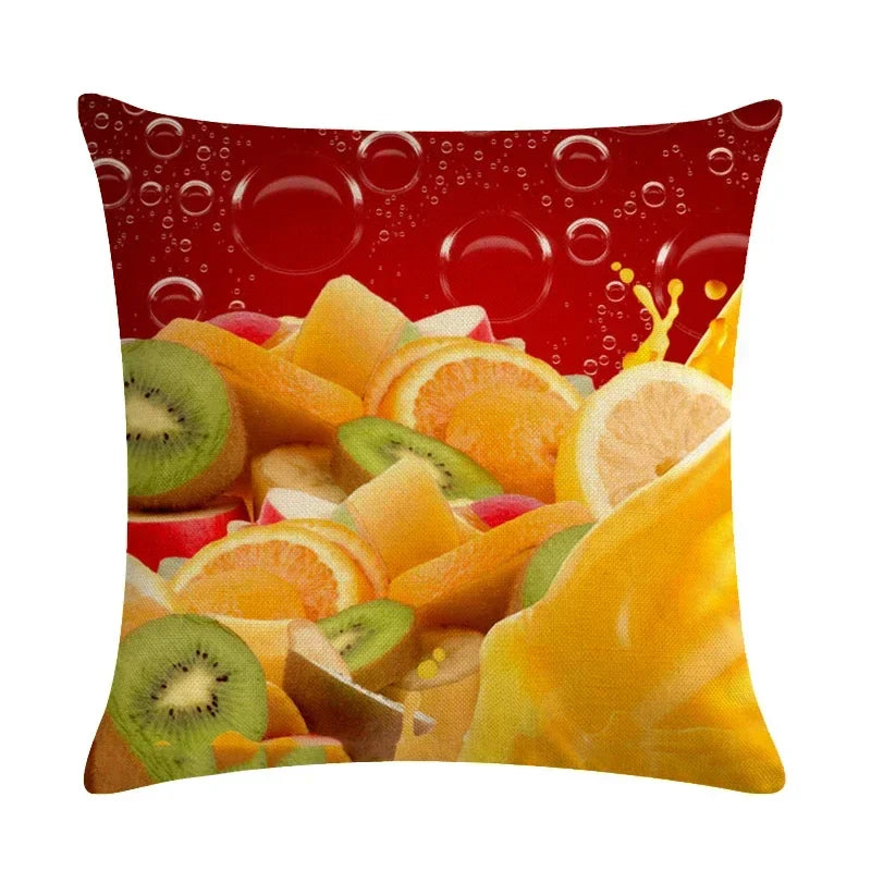 Axyaa Strawberry Kiwi Pattern Linen Pillowcase - 45x45CM