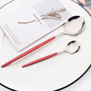 Axyaa Stainless Steel Red Silverware Set for Dining Table