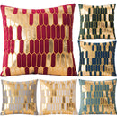 Axyaa Gold Embroidered Dutch Velvet Pillowcase - Geometric Abstract Design