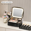Axyaa LED Mirror Makeup Travel Train Case with Adjustable Dividers