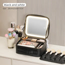 Axyaa LED Mirror Makeup Travel Train Case with Adjustable Dividers