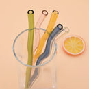 Axyaa Wavy Glass Straws 10 Pack + 2 Cleaning Brushes - Transparent 7.8 in • Eco-Friendly