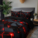 Axyaa Red 3D Cube Duvet Cover Set with Pillowcases - Geometric Design, All-Season Bedding
