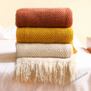 Axyaa Knitted Waffle Blanket with Tassels - 130x240cm