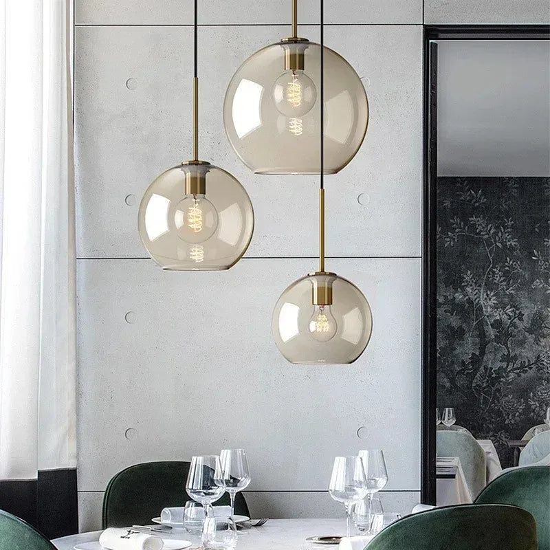 Axyaa Loft Glass Pendant Light for Kitchen Restaurant - Modern Nordic Industrial Decor