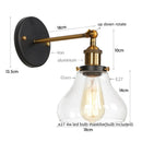 Axyaa Red Bronze LED Wall Lamp with Pull Chain Switch and Clear Glass
