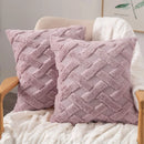 Rustic Embroidered Faux Wool Pillowcase for Sofa Living Room by Axyaa