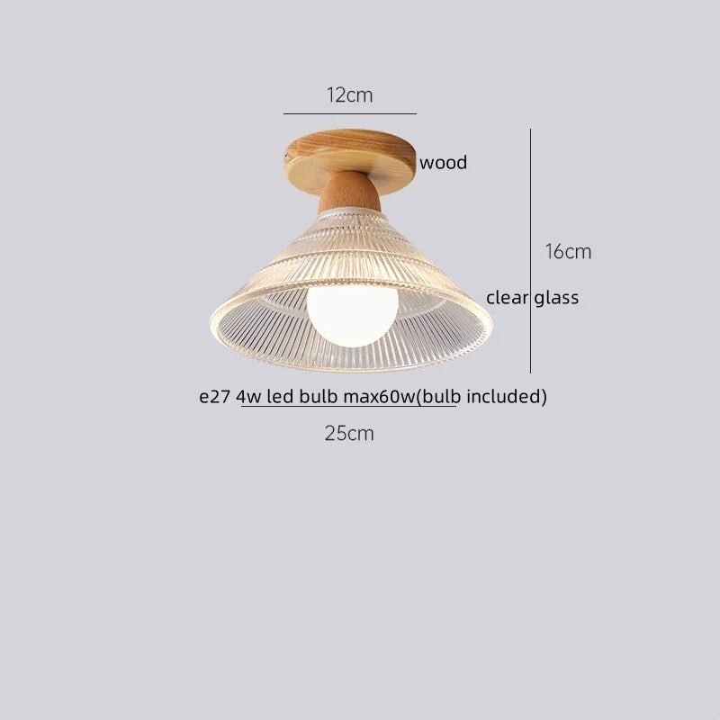 Axyaa Modern Wood Glass LED Ceiling Light for Kitchen Living Room Decor
