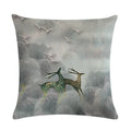 Axyaa Nordic Moose Art Linen Cushion Cover for Home Decor