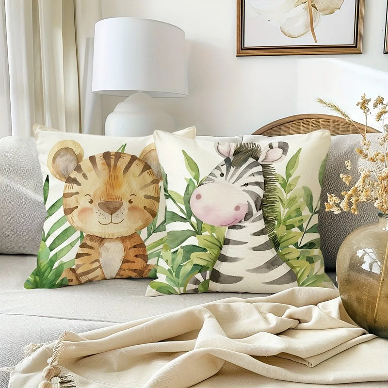 Axyaa Jungle Animal Pattern Printed Pillowcase for Home Decoration