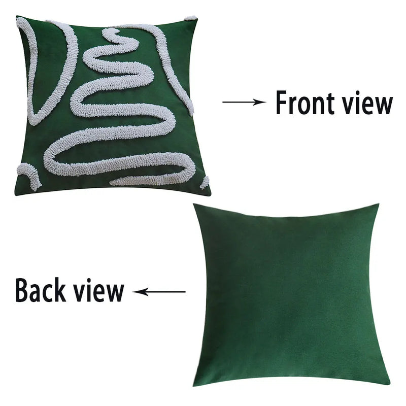 Christmas Boho Green Red 45x45 Tufted Pillow Cover, Farmhouse Sofa Decor, Axyaa Brand