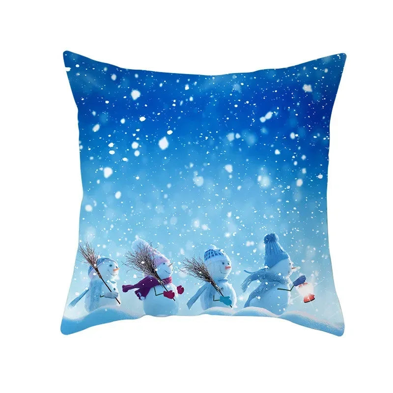 Snowman Pillow Cover Winter Home Decor Cushion Covers by Axyaa