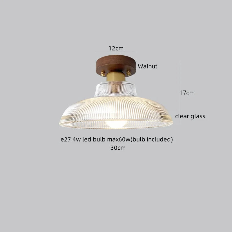 Axyaa Modern Wood Glass LED Ceiling Light for Kitchen Living Room Decor