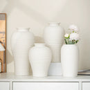 Axyaa White Round Handmade Terracotta Vase - Home Decor, Christmas Table Centerpiece