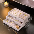Velvet Jewelry Organizer Box with Dust-proof Display Stand by Axyaa