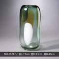 Axyaa Green Dried Flower Glass Vase, Colorful Fresh Flower Straight Tube Decoration